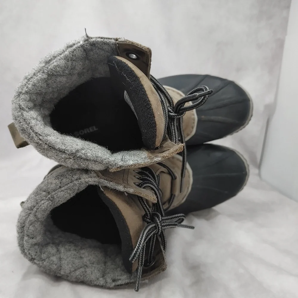 Sorel Womens Slimpack Lace II Snow Boots Quarry Gray‎ Black Waterproof Size 10.5